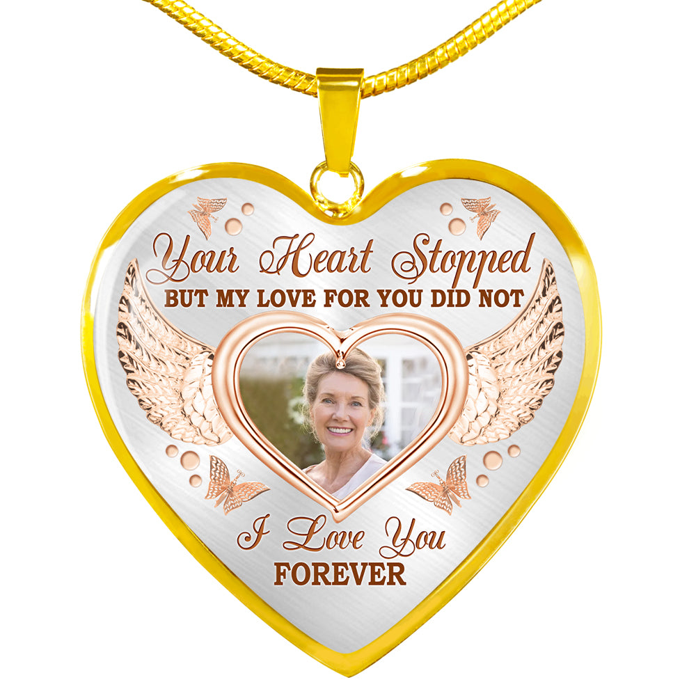 Personalized Memorial Heart Necklace Your Heart Stopped Custom Memorial Gift