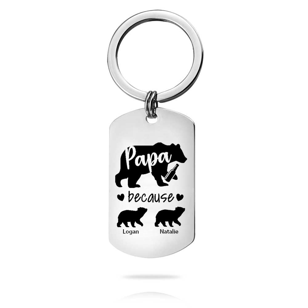 Custom Key Chain - Fathers Day Gift 2 Kids Names