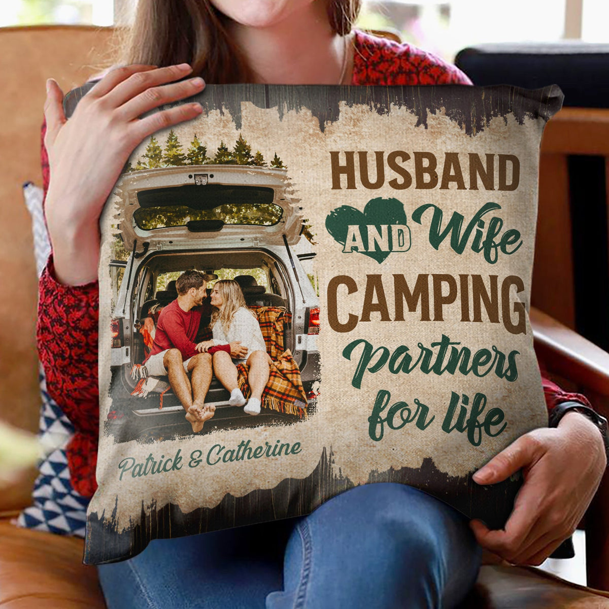 Let‘s Sit By The Campfire Camping Couples Personalized Pillow