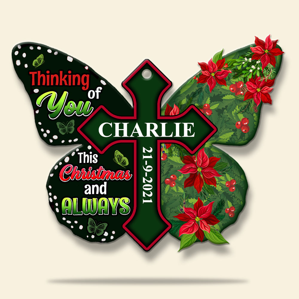 Kisses Of Angels - Personalized Memorial Butterfly Christmas Ornament