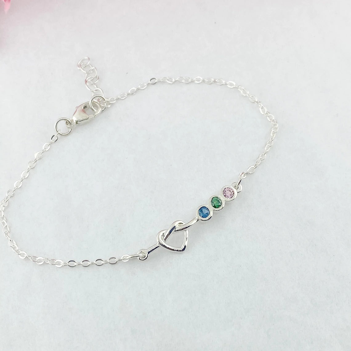 Personalized Family/Friend Birthstones Heart Bracelet