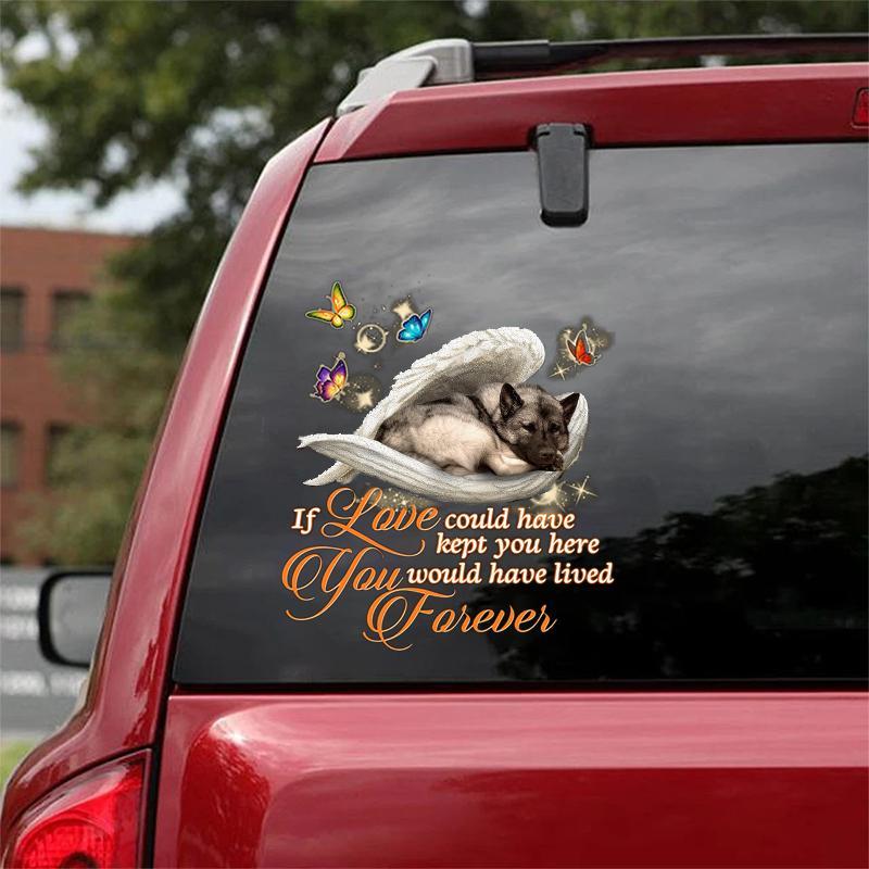 Norwegian Elkhound Sleeping Angel Lived Forever Decal