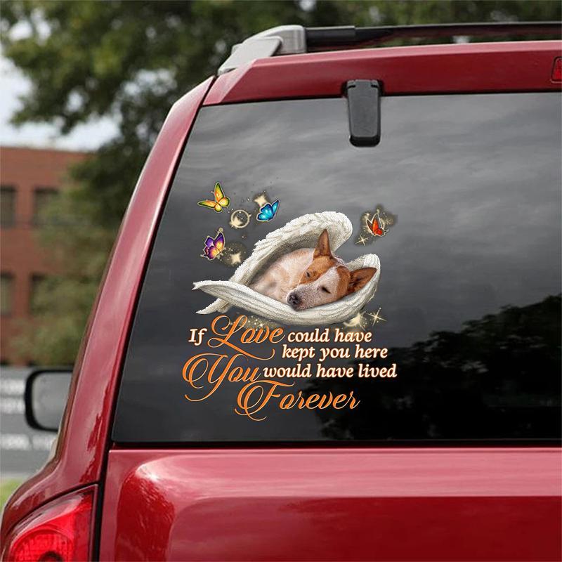 Red heeler Sleeping Angel Lived Forever Decal