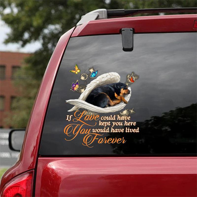 Rottweiler Sleeping Angel Lived Forever Decal