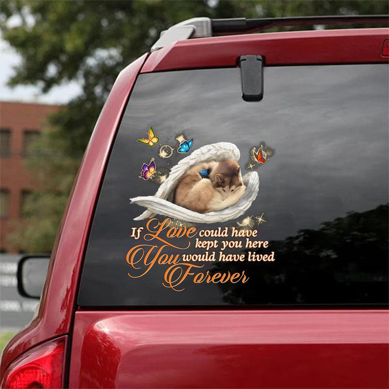 Tan and white husky Sleeping Angel Lived Forever Decal