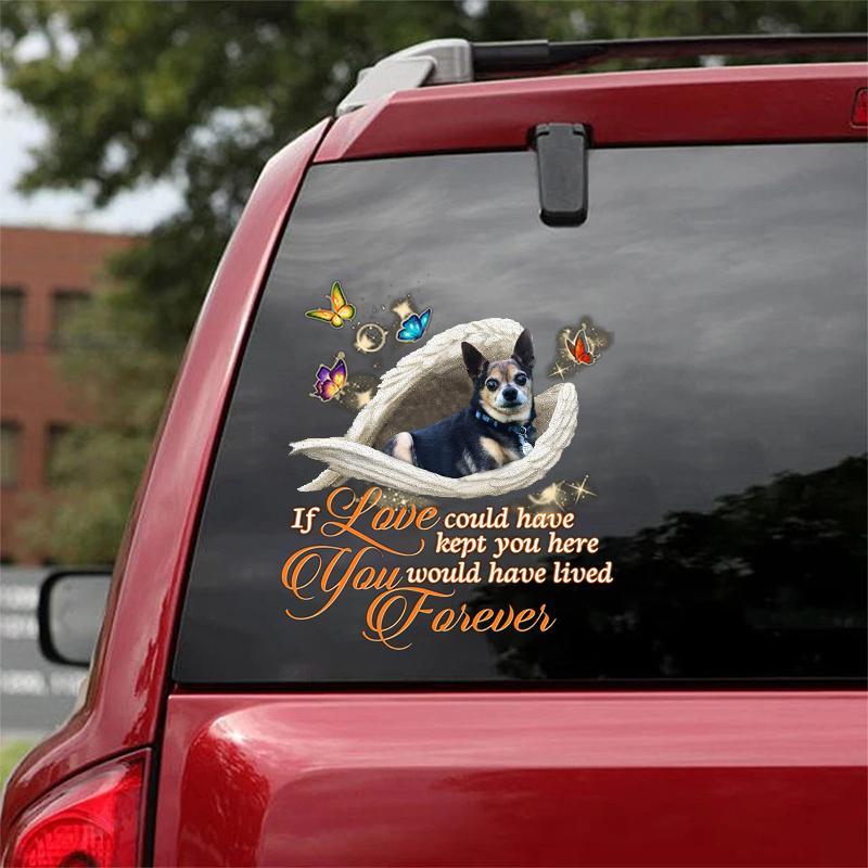 Tricolor chihuahua Sleeping Angel Lived Forever Decal