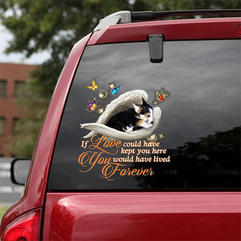 Tricor corgi Sleeping Angel Lived Forever Decal