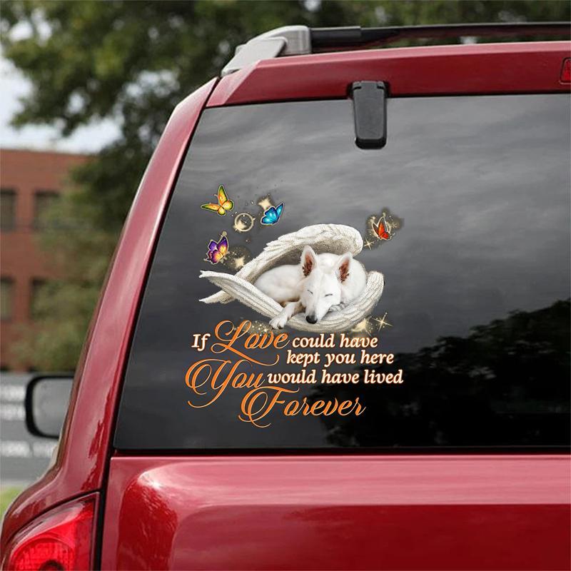 White german shepherd Sleeping Angel Lived Forever Decal