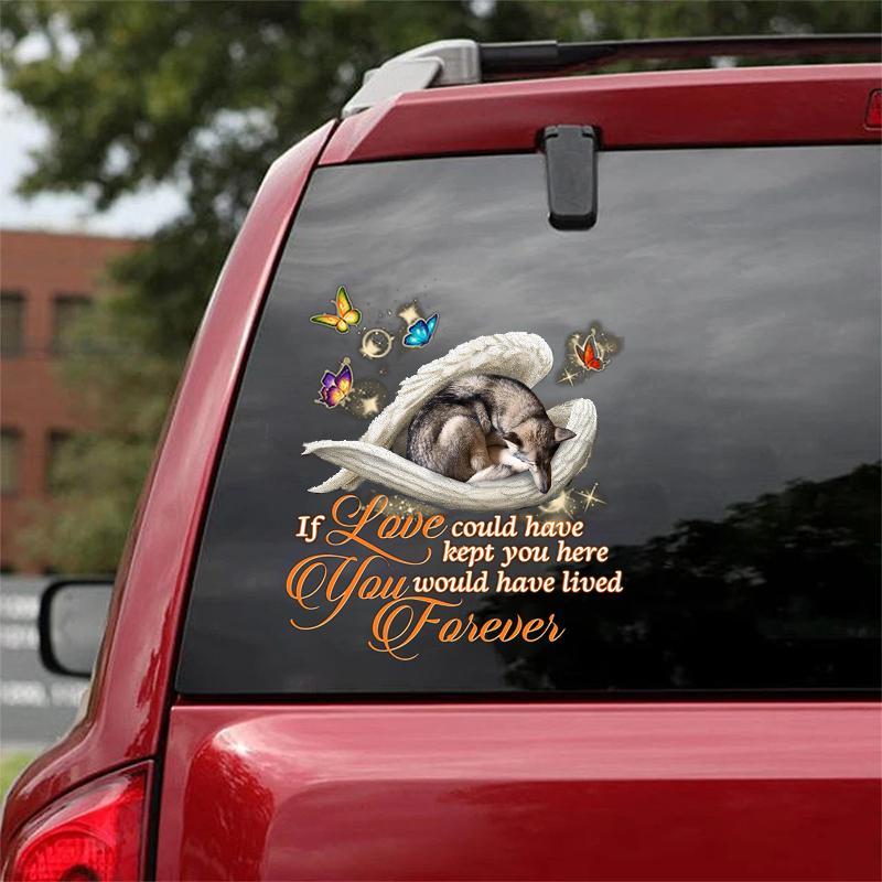 Wolfdog Sleeping Angel Lived Forever Decal