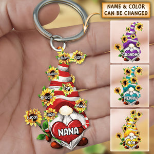 Personalized Sunflower Nana Grandkids Acrylic Keychain