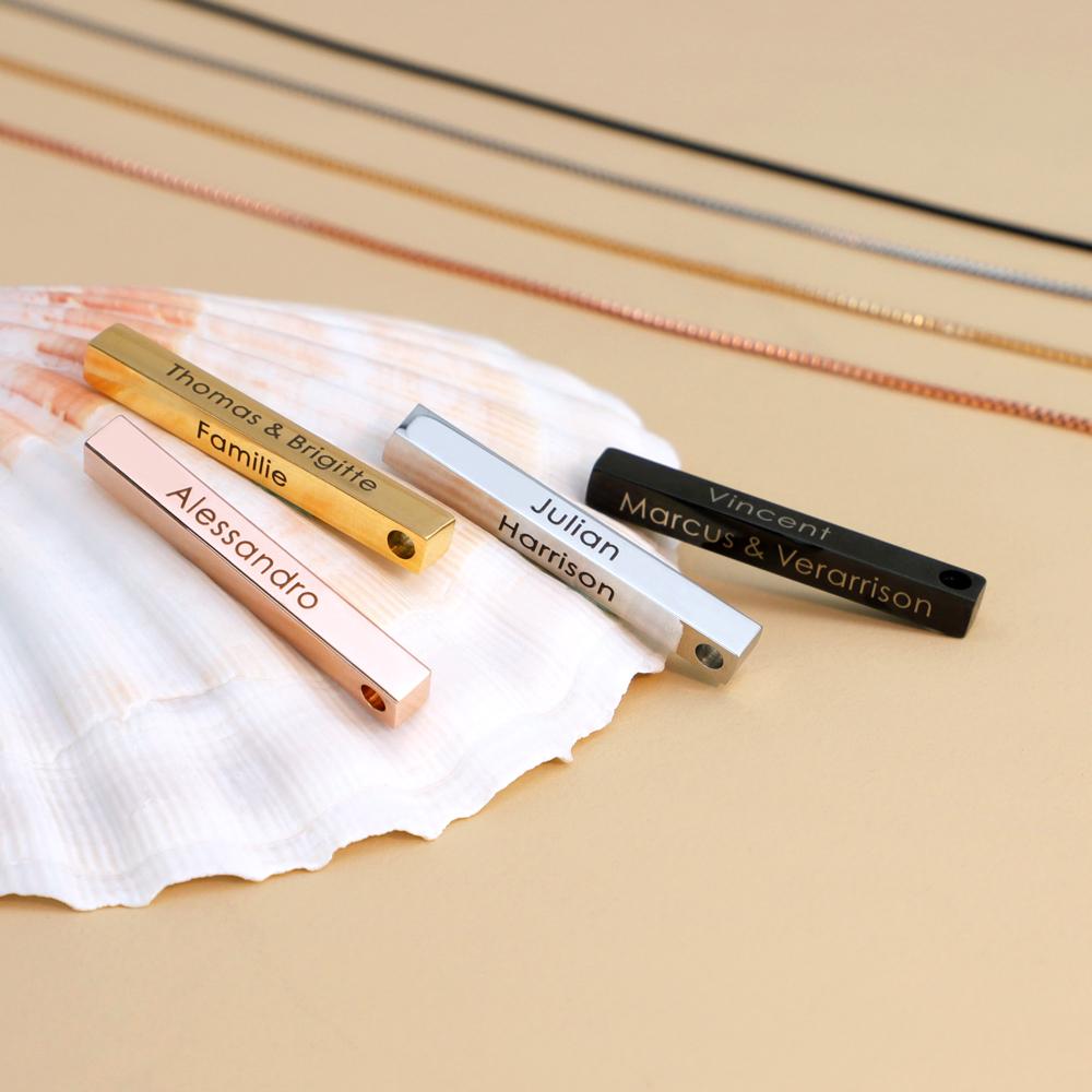Personalized Engraved 3D Bar Necklace