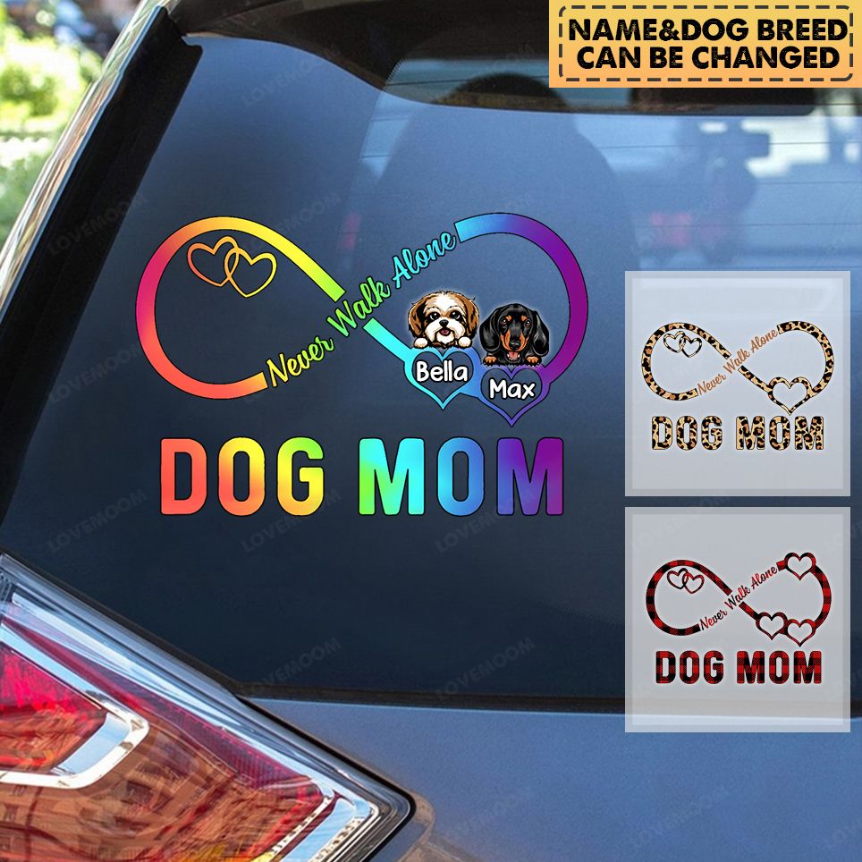 Personalized Dog Mom Infinity Heart Decal