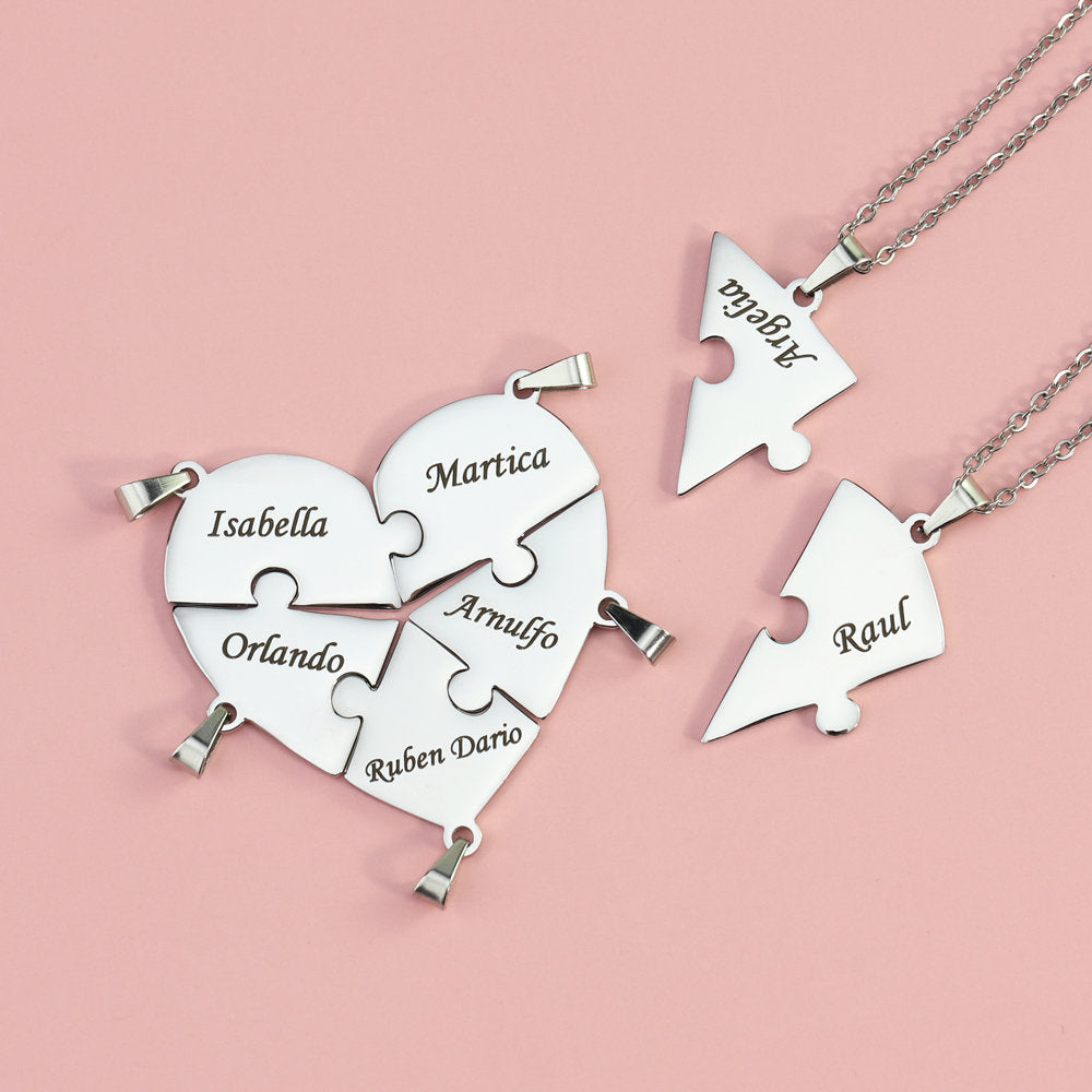 Personalized Name Puzzle we are together Heart Necklace