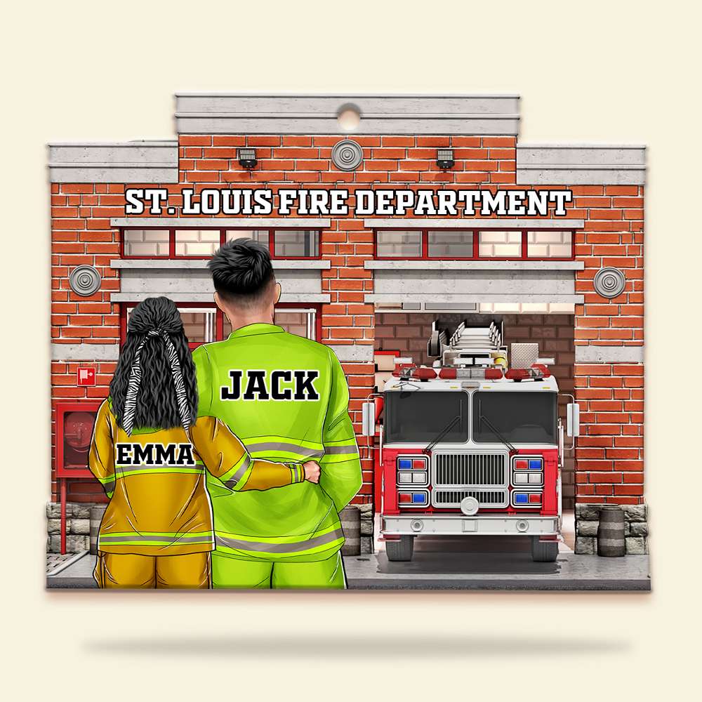 Firefighter Couple Fire Department Personalized Christmas-Two Sided Ornament