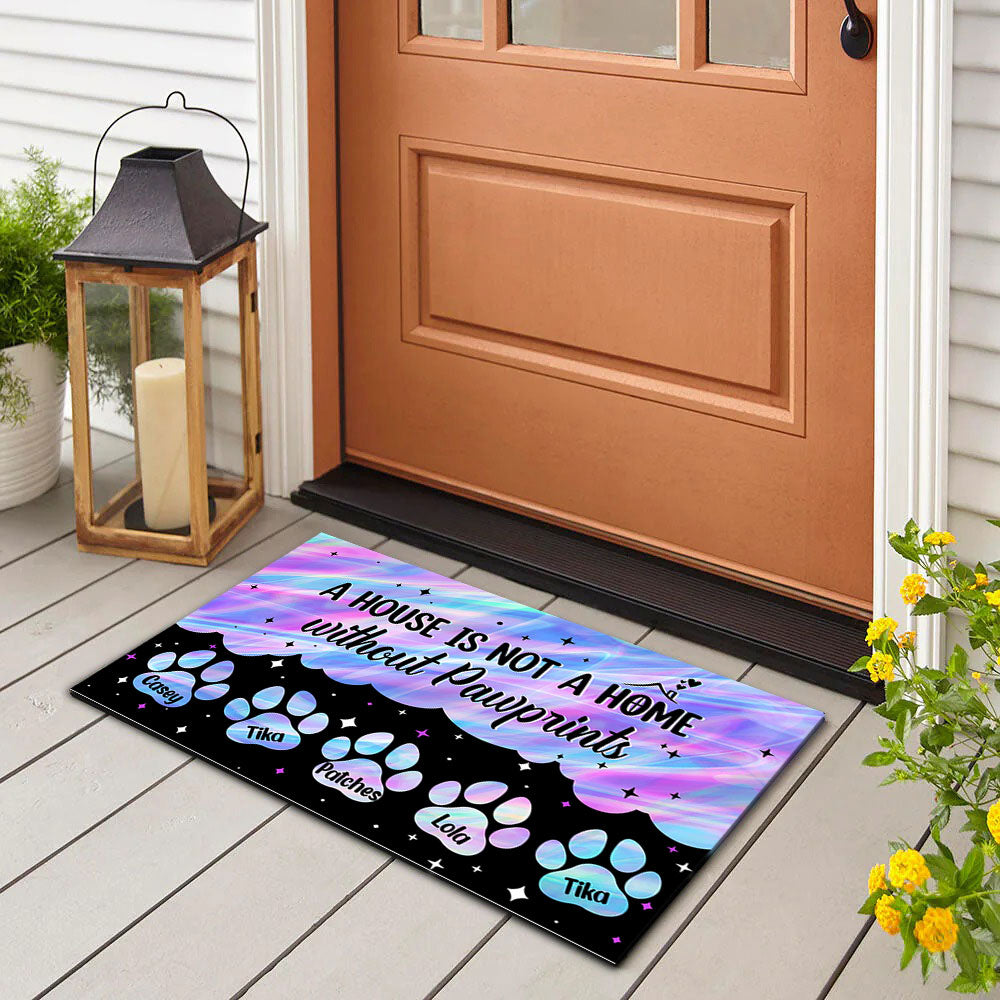Hologram Pawprints Pets Personalized Doormat